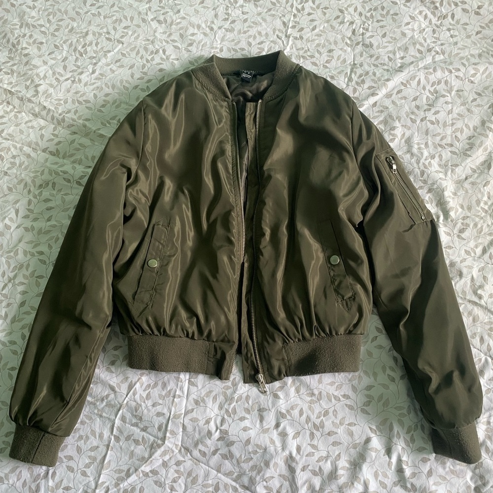 Green Bomber Jacket- Size S/M
